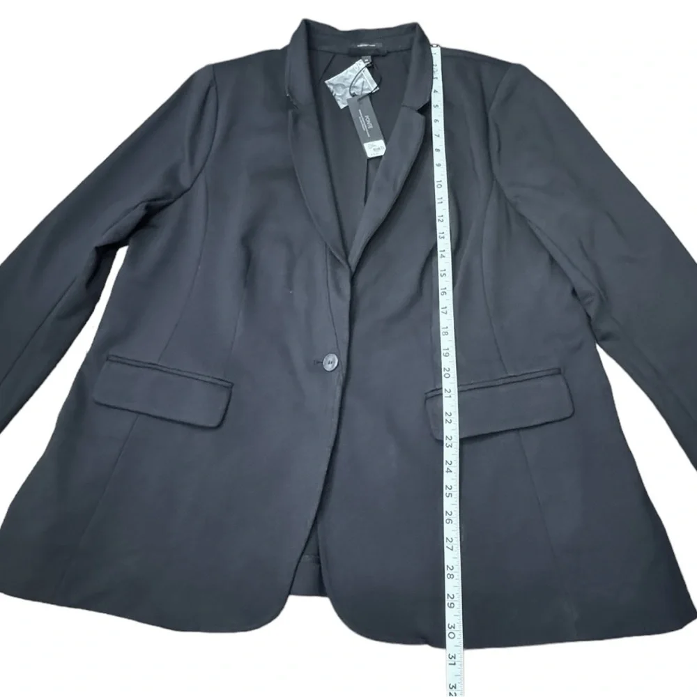 NWT Lane Bryant The Bryant Blazer Black Vegan Leather Collar Trim Ponte Size 22